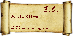 Bereti Olivér névjegykártya